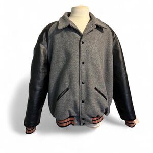 Varsity Charcoal and Ebony Bomber Jacket